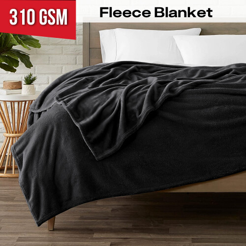 Imperial Rooms (Single Blanket) Black Blankets Soft Warm Sofa Bed Fleece Throw UK 1