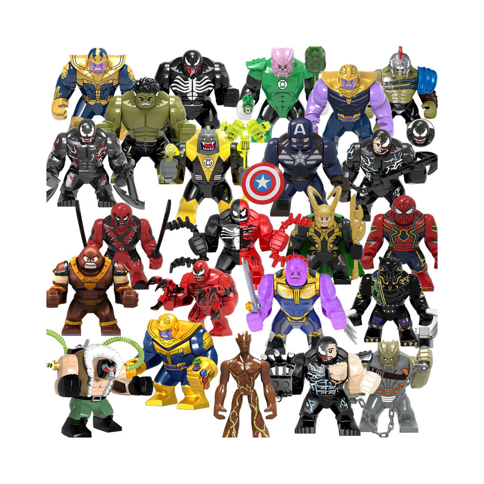 (T1) Disney Building Blocks Mini Model Figures Big Goblin Spiderman Iron Man Venom Captain Hawk Deadpool Technic Armor City Gift Toys