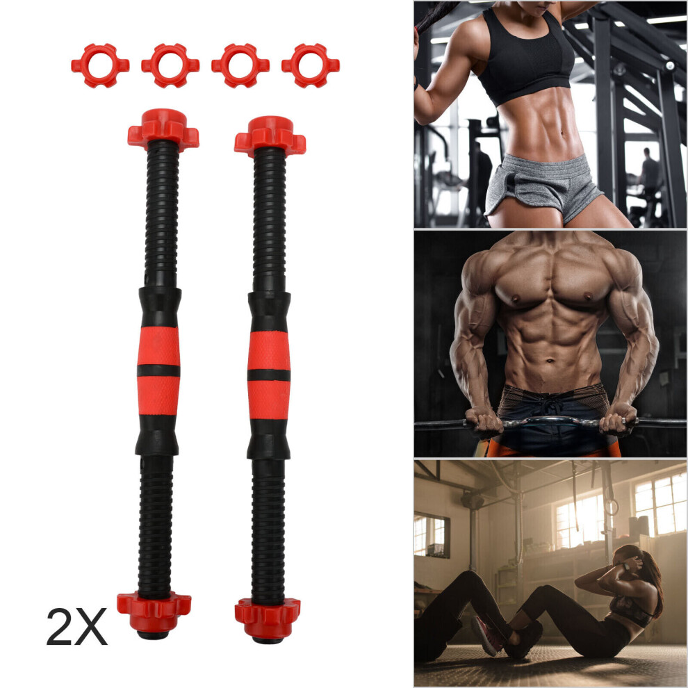 2X Dumbbell Bars & Spinlock Collars Weight Lifting Gym Dumbell Handles Black