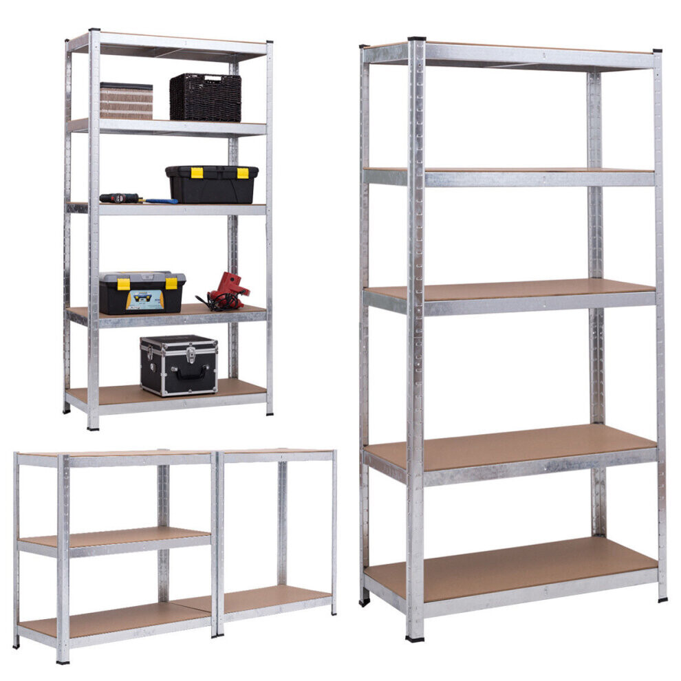 5Tier Boltless Garage Storage Shelving Steel Racking Galvanised 150x70x30cm.