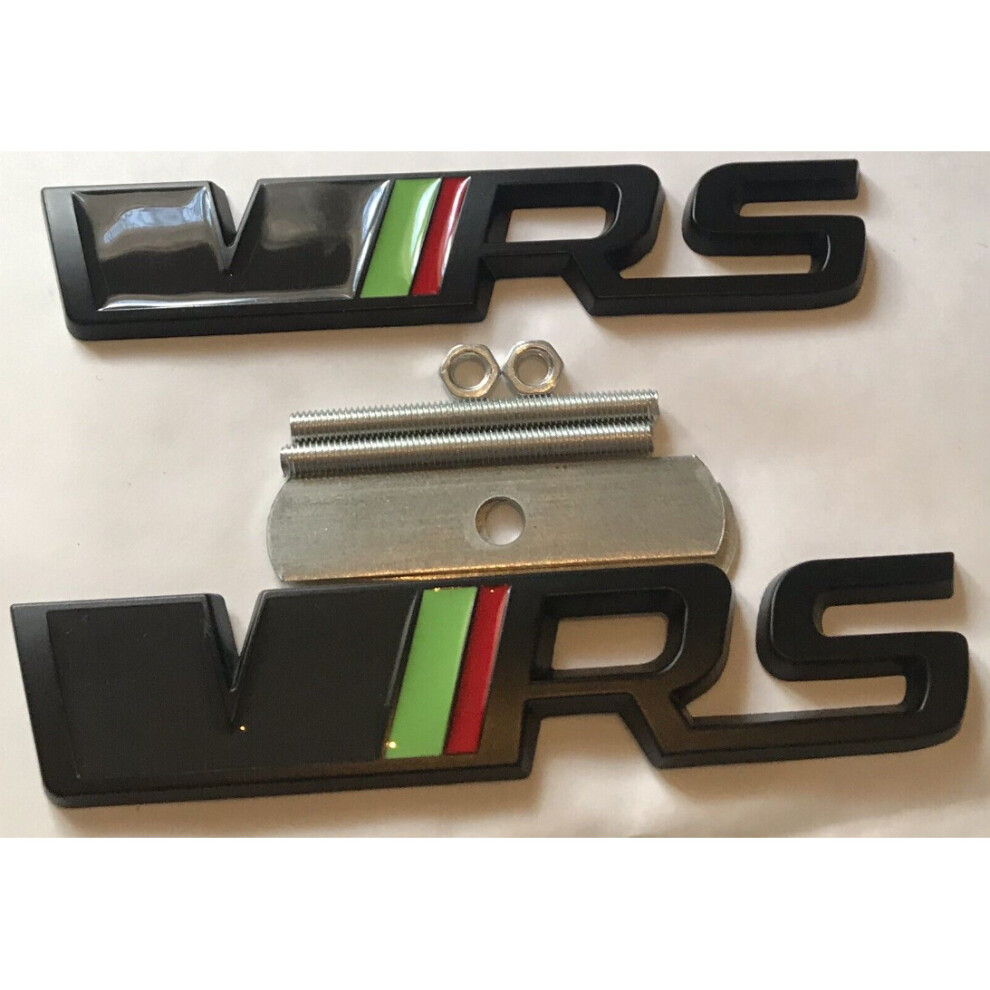 Newjass Vrs [Front Grill + Boot] 3D Logo Metal Badge For Skoda Octavia Fabia Black