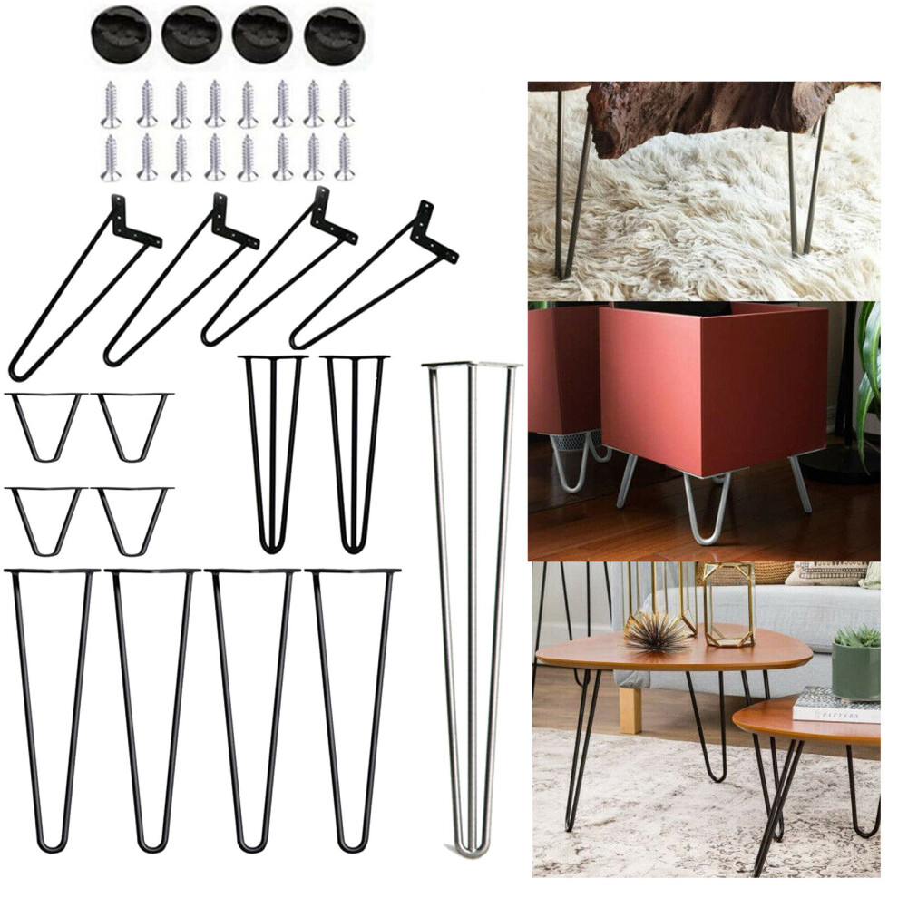 (10inch, Black) Hairpin Table Legs Heavy Duty 10mm Thickness Mid-Century Modern Table Leg for Home Office Desk Workstation