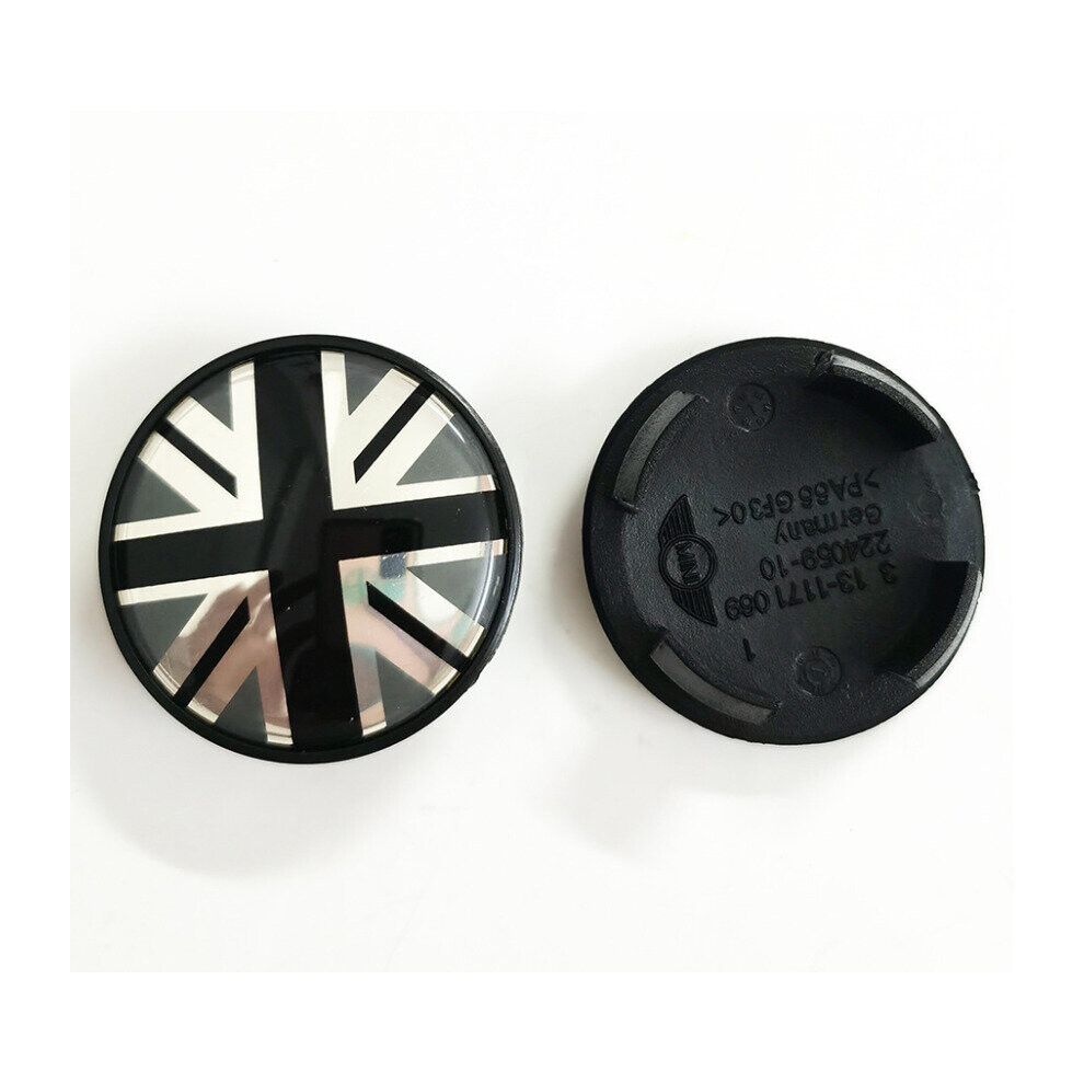 4Pcs 54Mm Mini Cooper Union Jack Wheel Center Cap Black 4754135866050