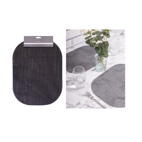 2 Black Non Slip Placemats EVA Rubber Table Dinner Plate Mat 30 x 40cm