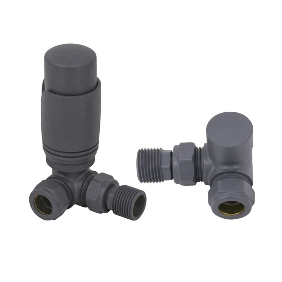 Nrg Corner Thermostatic & Manual Towel Rail Radiator Valves (15Mm) 102-Trv-Sd01a+102-Mrv-Zd01a Anthracite