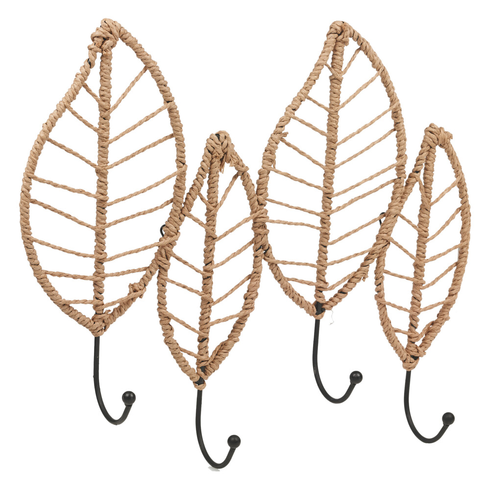 4 Hook Wall Leaf Shaped Coat Robe Door Hanger Hat Rack Organiser-image-OPC-PC89P28-NEW