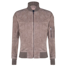 (2XL) Mens Sand Goat Suede Bomber Jacket MA-1 Varsity