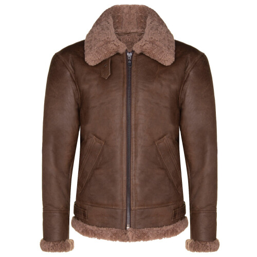 (M) Men's Brown B3 Sheepskin Aviator Flying Jacket