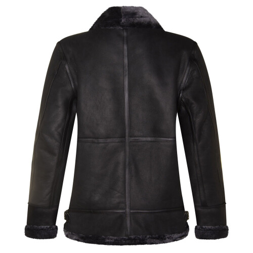 (S) Men's Black Sheepskin  Aviator Pilot Flying Jacket 2