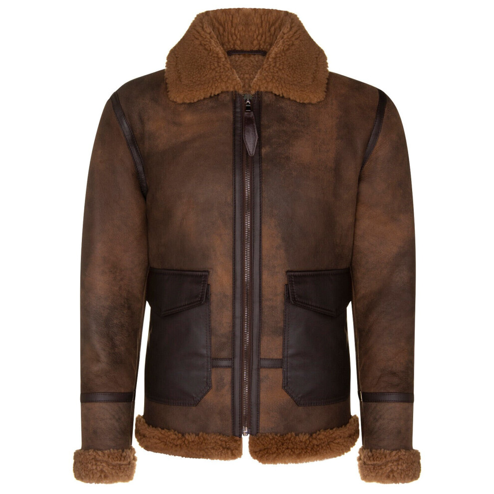 Infinity Leather Men's Brown (3Xl) Antique B3 Sheepskin Aviator Flying