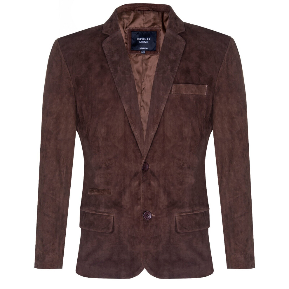 (S) Men's Brown Suede Blazer Soft Real Italian Leather
