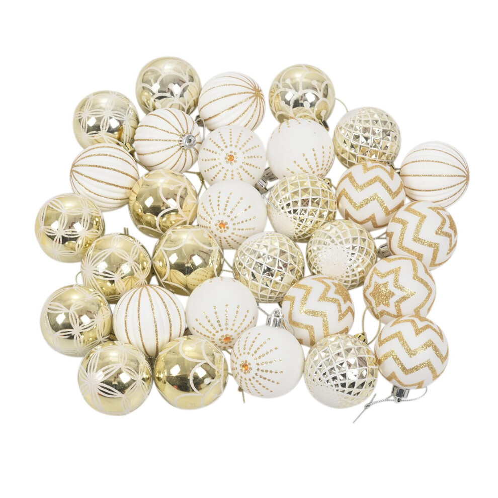 30Pcs Christmas Tree Decor High Qulity White Gold Ball Ornament Bauble Party Hanging Ball for Home Christmas Decorations