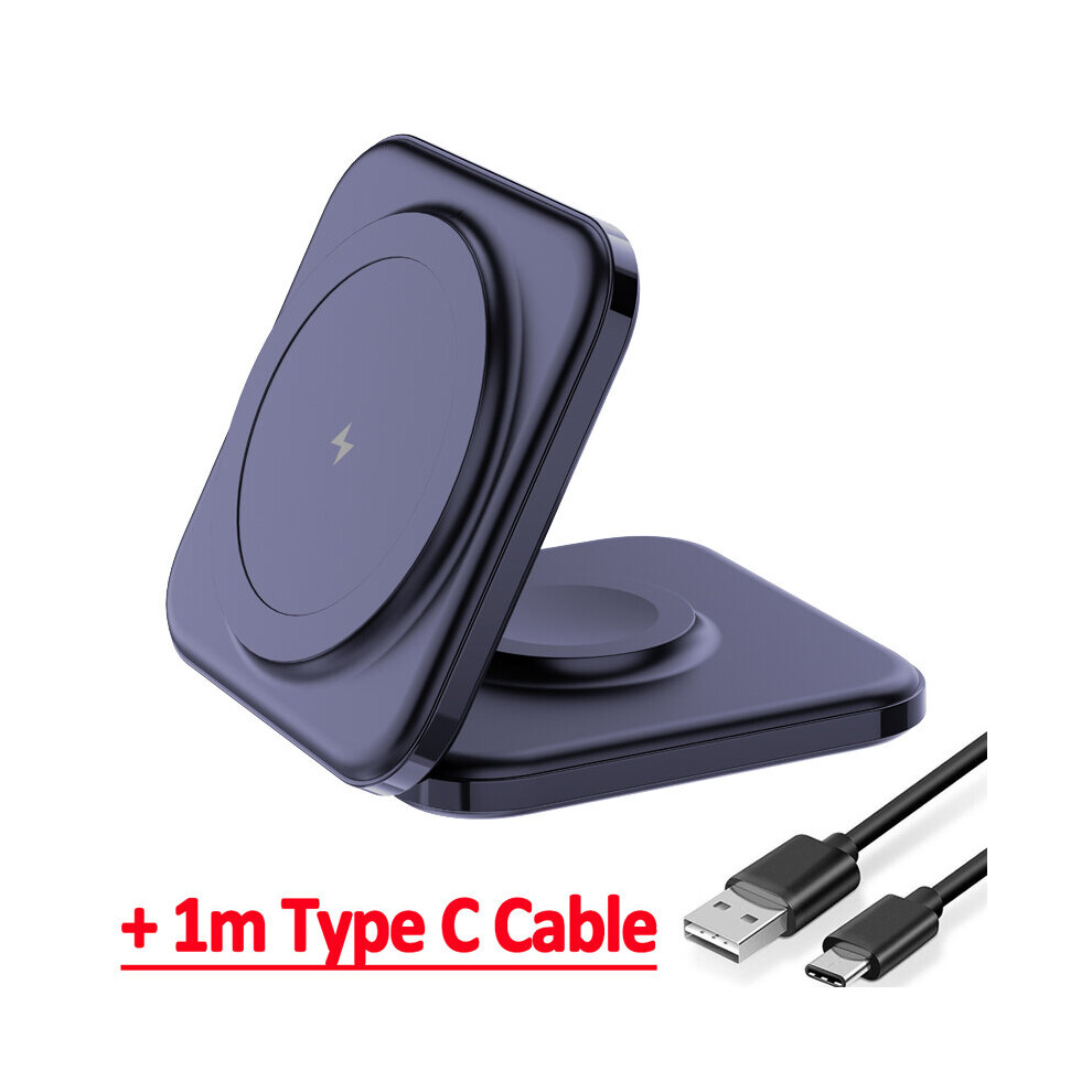 (With Cable) 15W 3 in 1 Magnetic Wireless Charger Foldable Phone Holder Stand for iPhone 14 13 12 Apple Watch Airpods Fast Charging Station