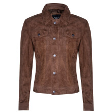 (XL) Men's Tobacco Suede Trucker Casual Denim jacket