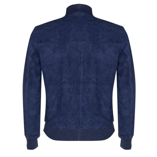 (L) Mens Navy Goat Suede Bomber  MA-1 Varsity  Jacket 2