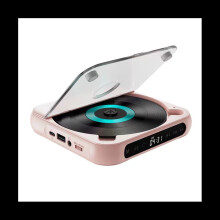 Portable CD Player Bluetooth Speaker,LED Screen, Stereo Player, Wall Mountable CD Music Player with FM Radio-Pink