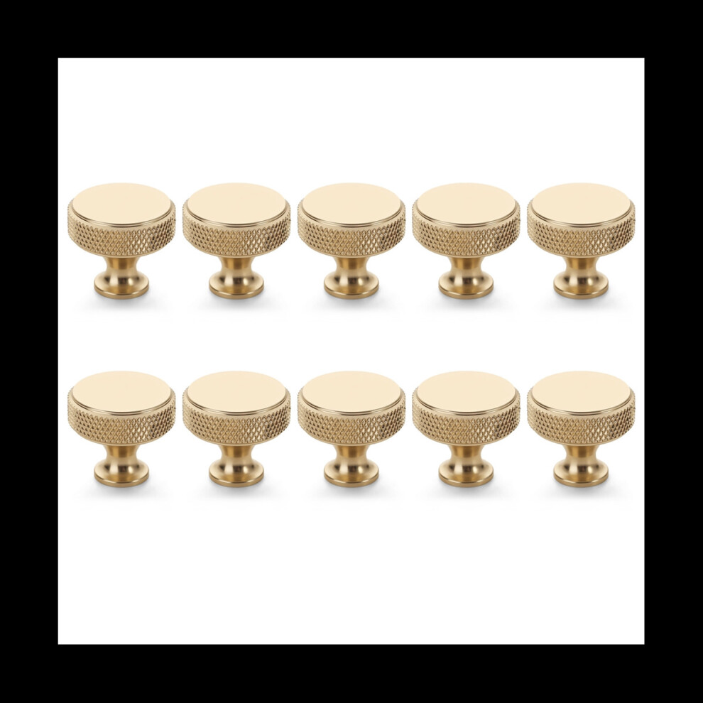10 Pack Champagne Bronze Knurled Cabinet Knobs Round Kitchen Cabinet Pulls for Drawer Dresser, Cupboard and Wardrobe