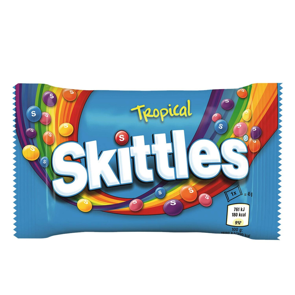 (Pack Of 12) Skittles Tropical Candies Bag 45g Delicious Tasty