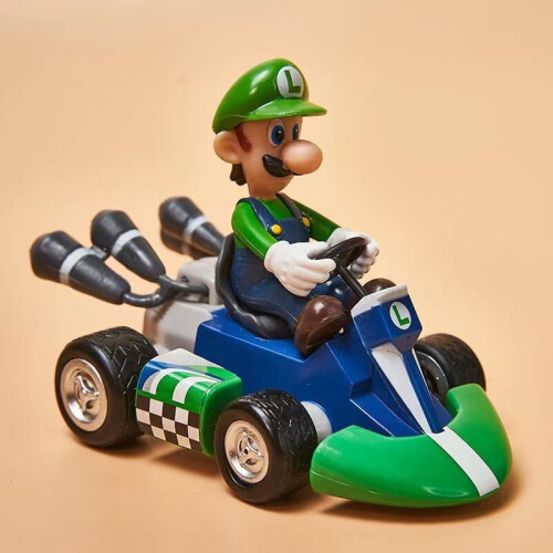 (Luigi) Super Mario Kart Car Pull Figure Toy Collection