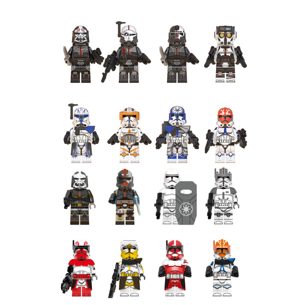 (Style B 16pcs) 24pcs Star Wars Clone Trooper Cody Rex Commander Fit Lego Minifigures