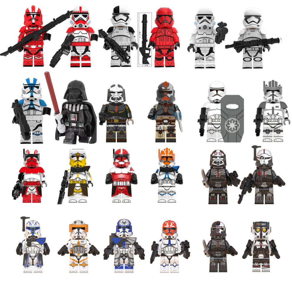 Xurikcoo (Style D 24Pcs) 24Pcs Star Wars Clone Trooper Cody Rex Commander Fit Lego Minifigures