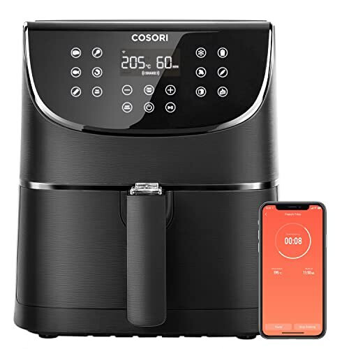 COSORI 5.5L Smart Air Fryer Oven, 200 Recipes(Cookbook & Online), APP Control, Square & Removable Basket, 13 Cooking Functions, Roast, Bake, Reheat,