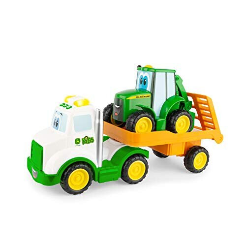 John Deere Farmin' Friends Hauling Tractor Toy Set, Farm Set for Toddlers, Push Along Toys for Children, Baby Interactive Toy, Push Along Toy Suitable for 18