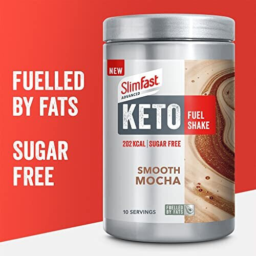 SlimFast Advanced Keto Fuel Shake, Smooth Mocha Flavour, 10 Servings, 350g 1