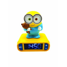 Digital Alarm Night Light-Snooze Function-Minions Sound Effects-Luminous Clock with Bob, Yellow/Blue