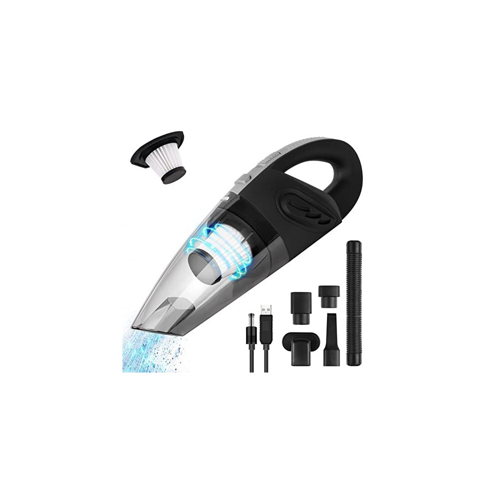 Handheld Vacuums, 4500 Pa Portable Handheld Hoover, 120W USB Rechargeable Car Vacuum Cleaner Cordless, Powerful Suction for Pet Hair, Home and Car, 3