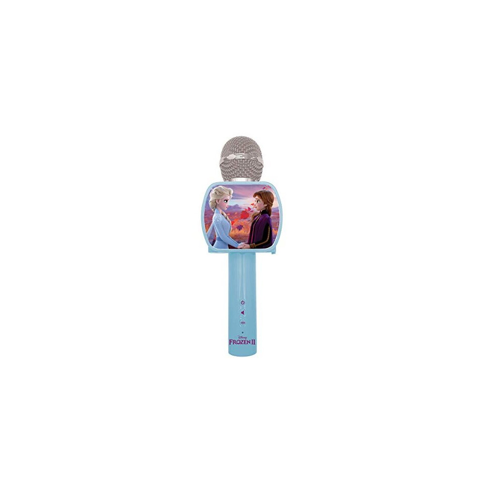 Lexibook Mic240fz Disney Frozen 2 Elsa Anna Olaf Tooth Microphone With Voice Changer Function, Phone Holder Included, Built-In Speaker, Blue