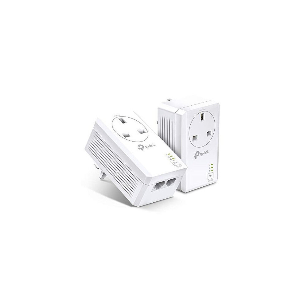 TL-PA7027P KIT AV1000 2-Port Gigabit Passthrough Powerline Starter Kit, Data Transfer Speed Up to 1000 Mbps, Ideal for HD/3D/4K Video Streaming and
