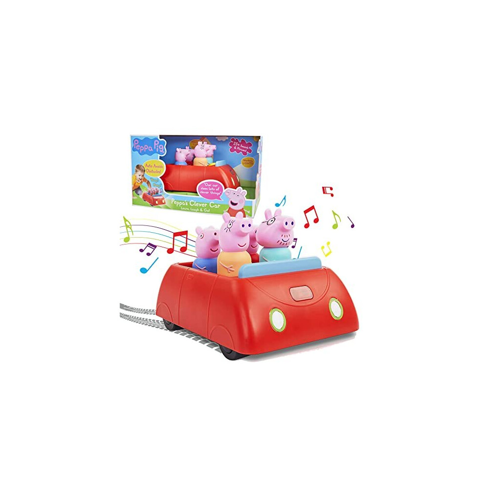 Peppa Pig's Clever Car Interactive Pre-School Toy with Lights and Sounds | Motorised Vehicle with Collision Avoidance Sensors | for Girls and Boys