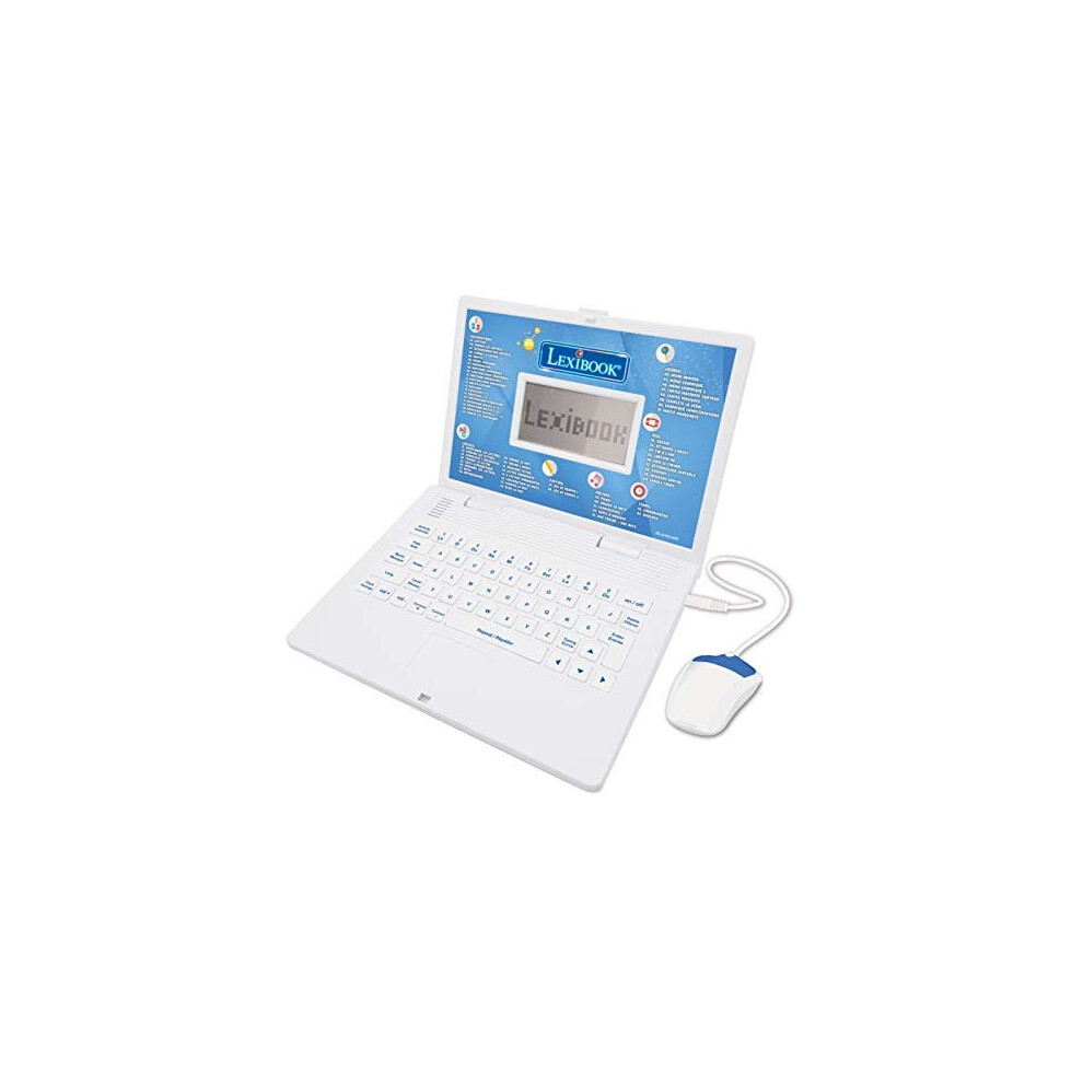 JC598i1_01 Educational and Bilingual Laptop French/English-Toy for Children with 124 Activities to Learn Mathematics, Dactylography, Logic, Clock 