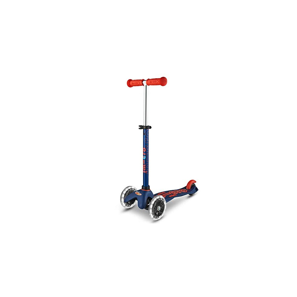 Scooters | Mini Micro Deluxe LED Children's Scooter | Handlebar Adjustable | Light Up Wheels | Boys & Girls | 2-5yrs | Navy