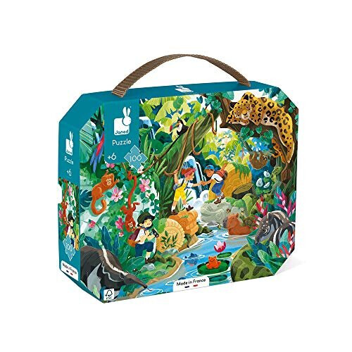 Janod - Puzzle Child Adventure Inca 100 Pieces - Educational Game - Fine Motor Skills and Concentration - Case with Handle - Made In France and Fsc