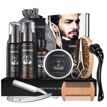 Beard Grooming Kit for Men, 12 in 1 Beard Growth Kit with Beard Roller, Beard Set with Beard Oil, Beard Shampoo, Beard Conditioner, Beard Brush, Beard