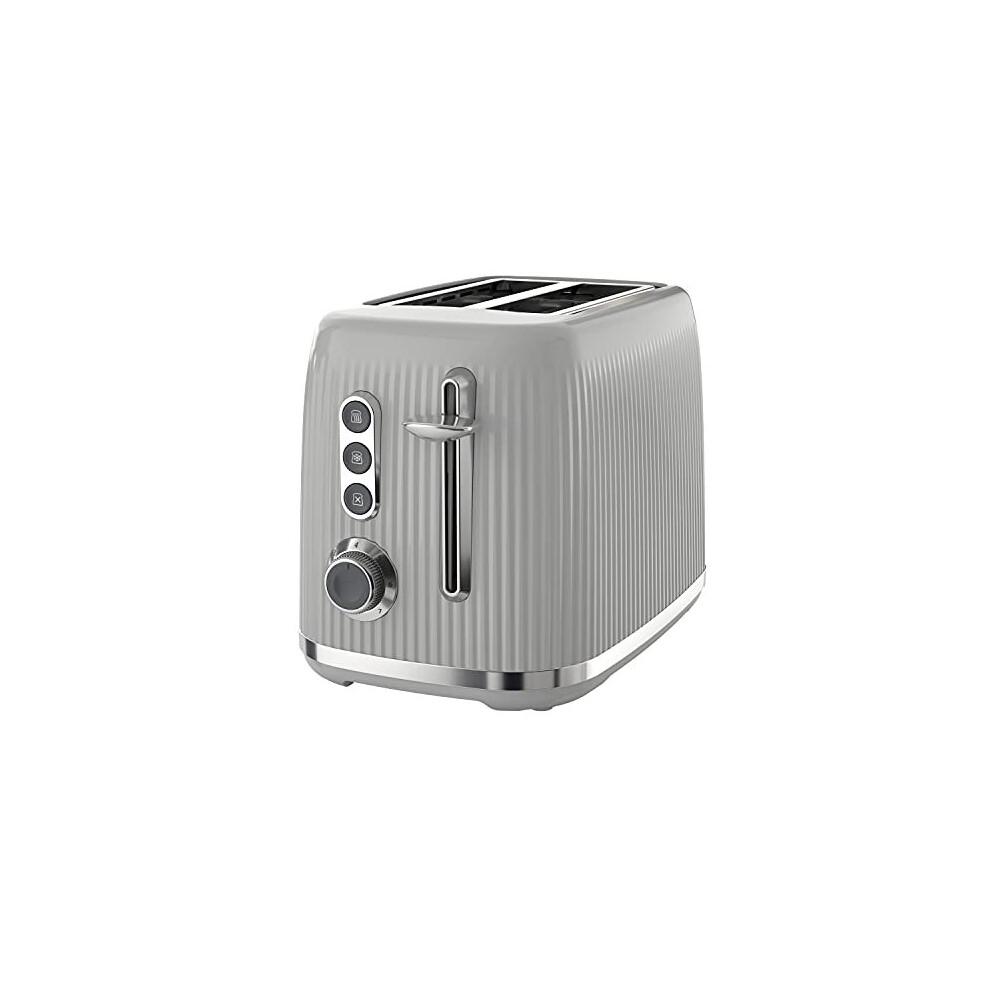 Bold Ice Grey 2-Slice Toaster with High-Lift & Wide Slots | Grey & Silver Chrome [VTR002]