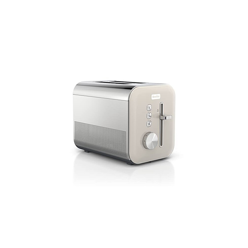 High Gloss 2-Slice Toaster with High-Lift & Wide Slots | Cream & Stainless Steel [VTT967]