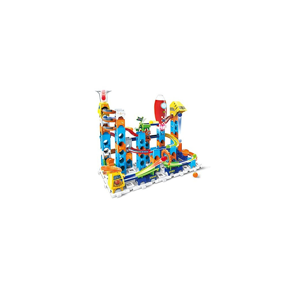 Marble Rush Launch Pad, Construction Toys for Kids with 10 Marbles and 75 Building Pieces, Electronic Track Set for Boys & Girls, Colour-Coded