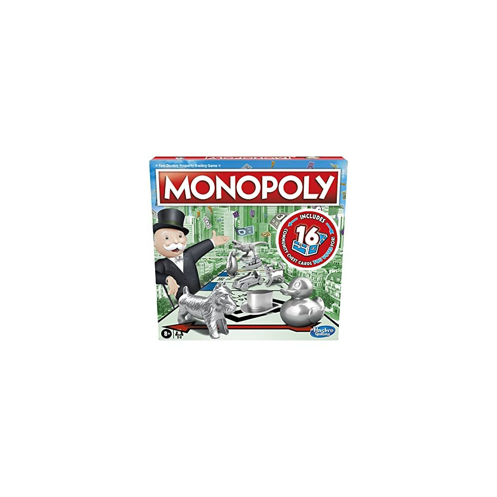 Game, Family Board Game for 2 to 6 Players, Monopoly Board Game for Kids Ages 8 and Up, Includes Fan Vote Community Chest Cards, Package May Vary,