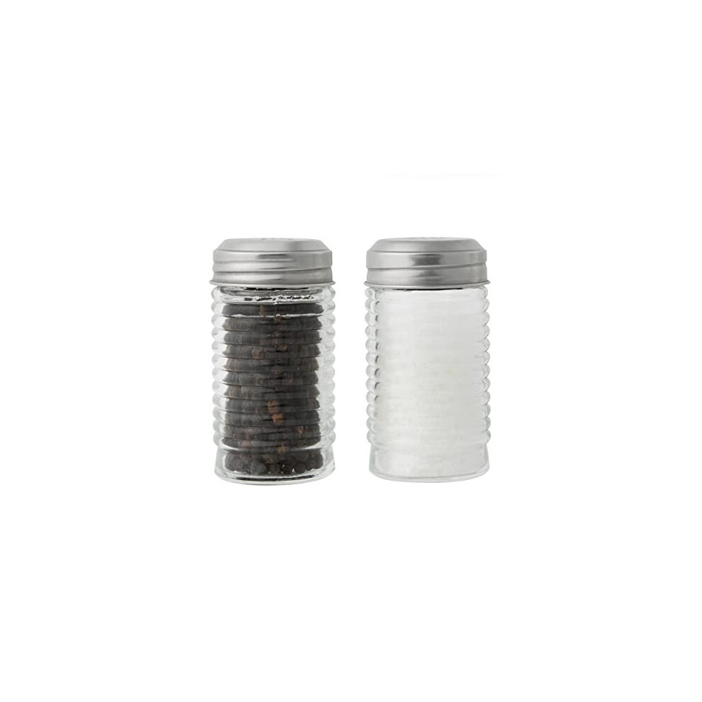 751 CLXR Glass Salt & Pepper Shakers - BPA-Free, Beehive Style Seasoning Pots, Salt Condiment Set, Pinhole Screw Cap Lids, Classic Table Shaker for