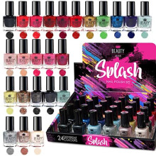 24 x Nail Polish Varnish Set 24 Different Modern Colours Quick Drying Flat Brush (Set B)