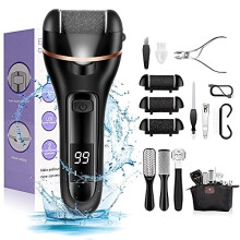Electric Foot File, Ratukall Hard Skin Remover, Rechargeable Waterproof Callus Remover Feet Care Kit, Professional Pedicure Tools Set with Storage Bag