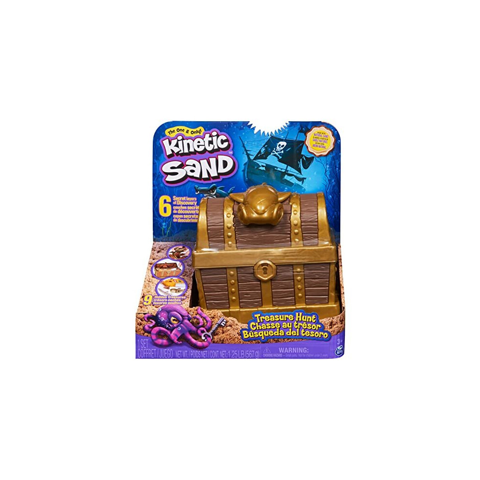 Kinetic Sand, Treasure Hunt Playset with 9 Surprise Reveals, 567g Brown and Rare Shimmer Gold Play Sand, Sensory Toys and Gift for Kids Ages 3 and up