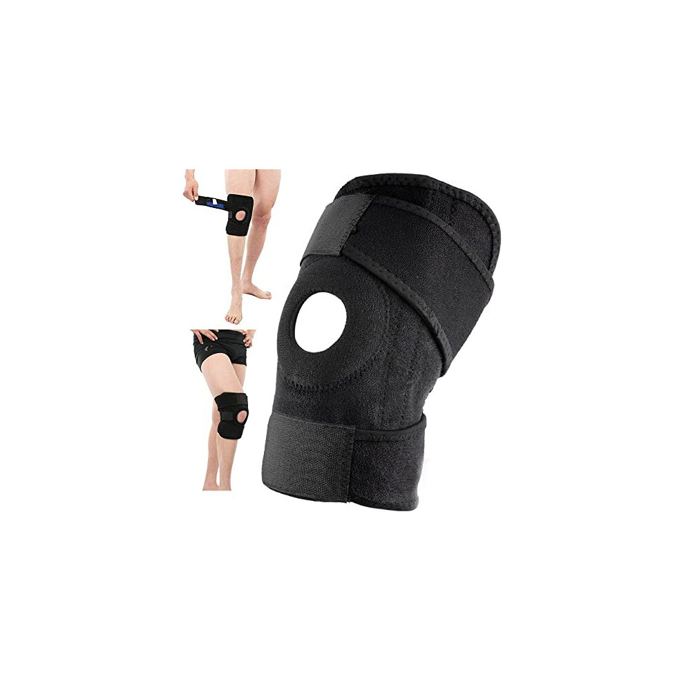 Plastific Unisex Knee Support Adjustable Compression Knee Open Patella Tendon Support Knee Brace Arthritis Pain, Injury Recovery, Workout, Walking, Stabilising
