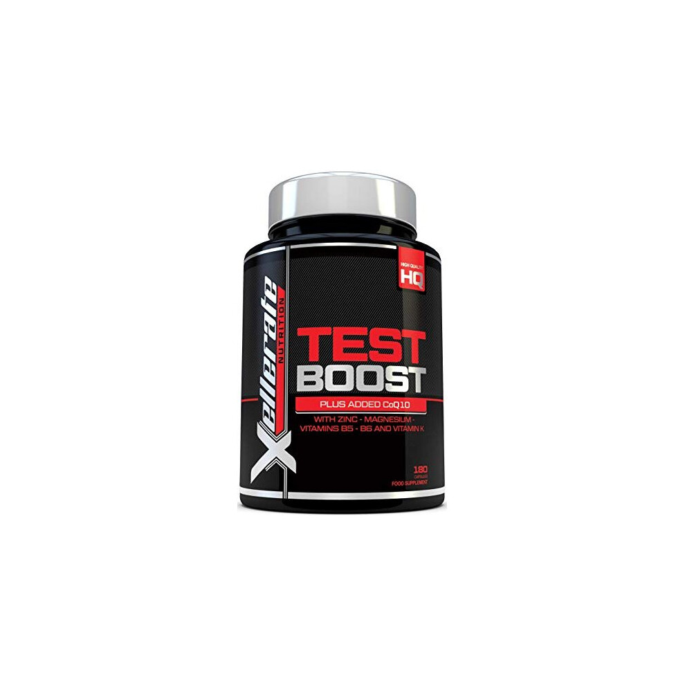 Test Boost for Men - 180 Capsules Testosterone Support Supplement - Ingredients Contribute to Normal Testosterone Levels & Reduction in Fatigue - Zinc
