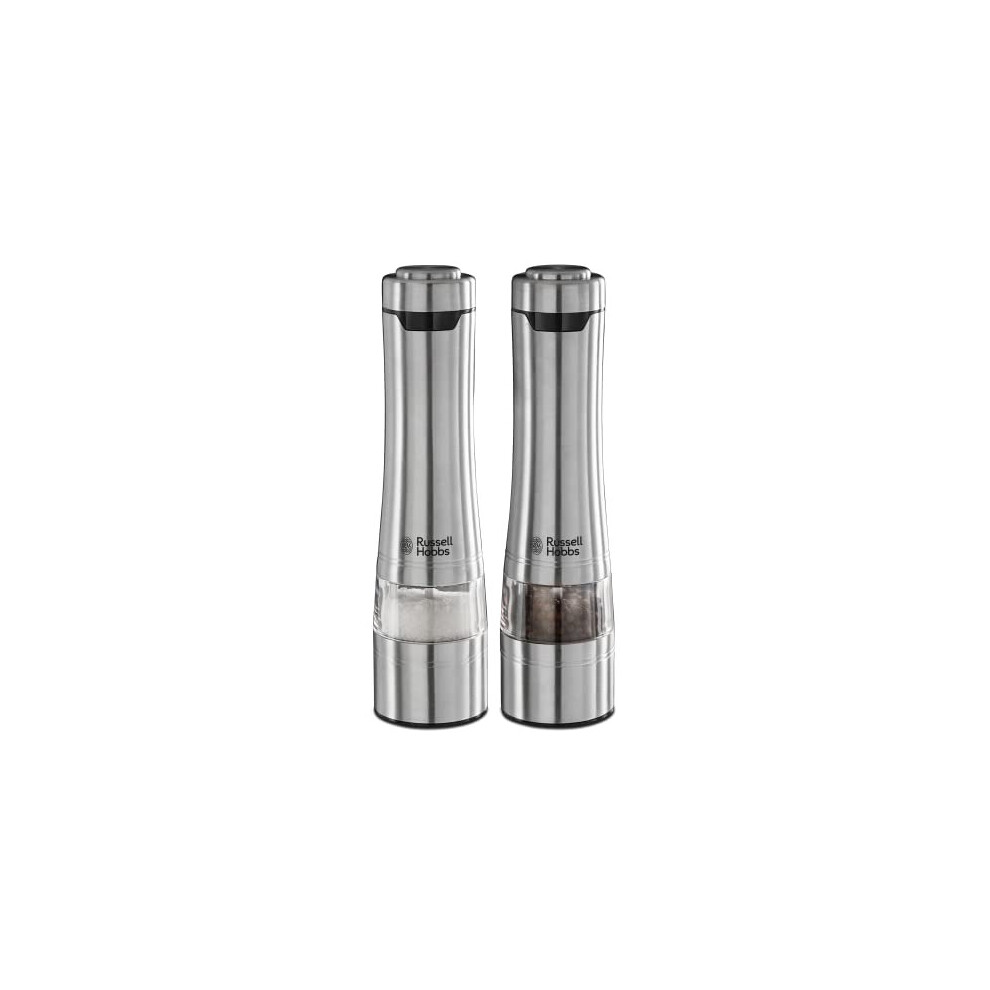 Russell Hobbs Electric Salt And Pepper Mill Set, Adjustable Mill - Brushed Steel 23460-56