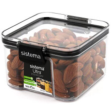Ultra Tritan Airtight Pantry Storage Container | 460 ml Square Food Storage Container | Stackable | with Locking Clips | BPA-Free | Clear with Black