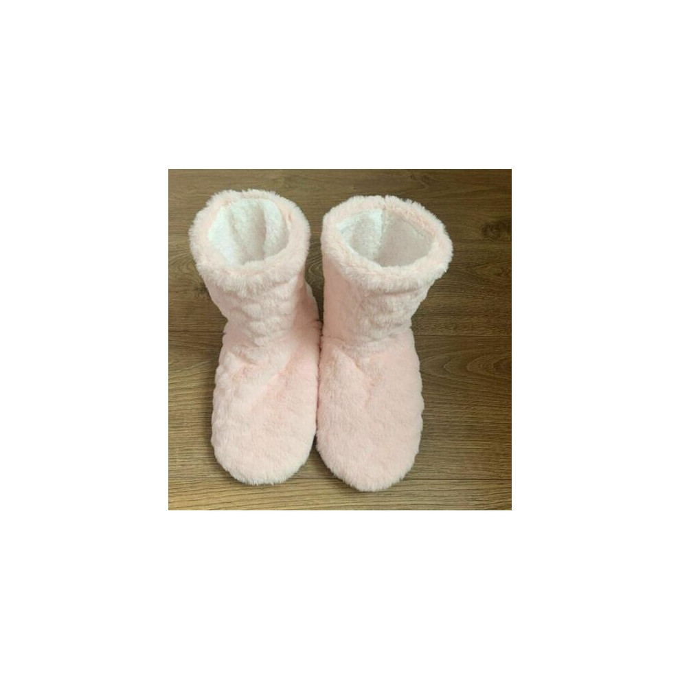 (  Pink,   UK 2.5-4 / EU 35-37) Womens Ladies Slippers Boots Ankle Indoor Winter Warm Fur Booties